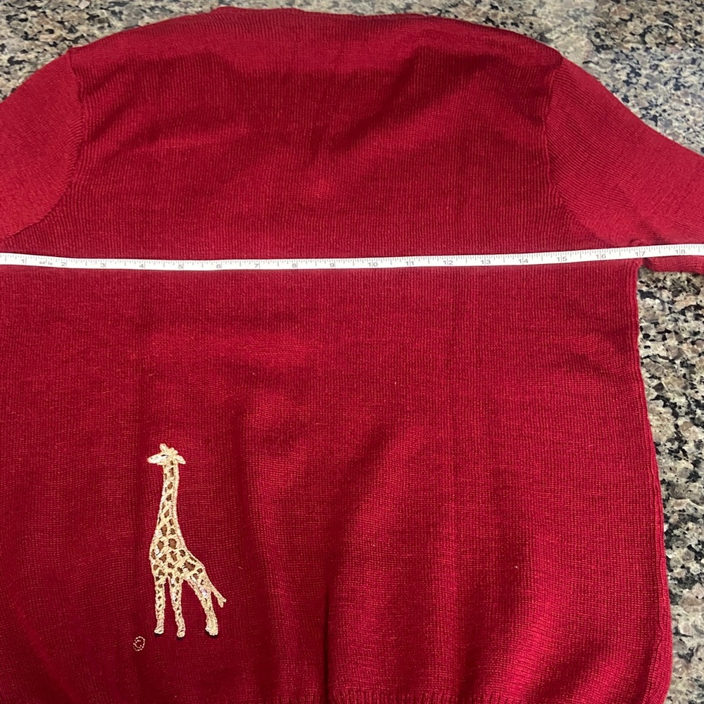 vintage Cyn-Les by Shirlee Designs sweater with giraffe embroidery maroon brown - Picture 10 of 13